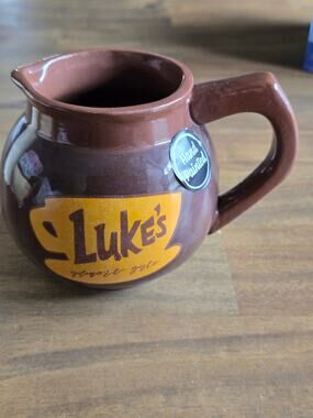 Gilmore Girls Luke's Diner Ceramic Coffee Mug Brown Belly Pitcher Cup NWT